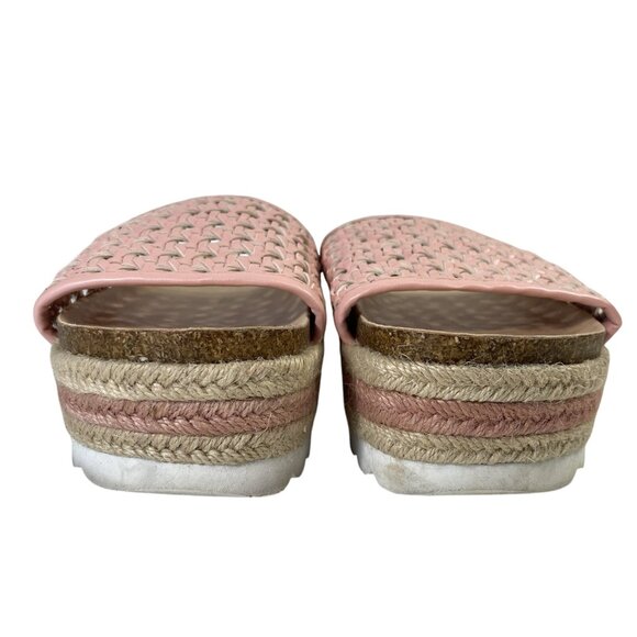 BP Chunky Platform Sandals Womens 9.5 Pink Espadrille Slip On Slide Shoes Boho - Picture 4 of 11